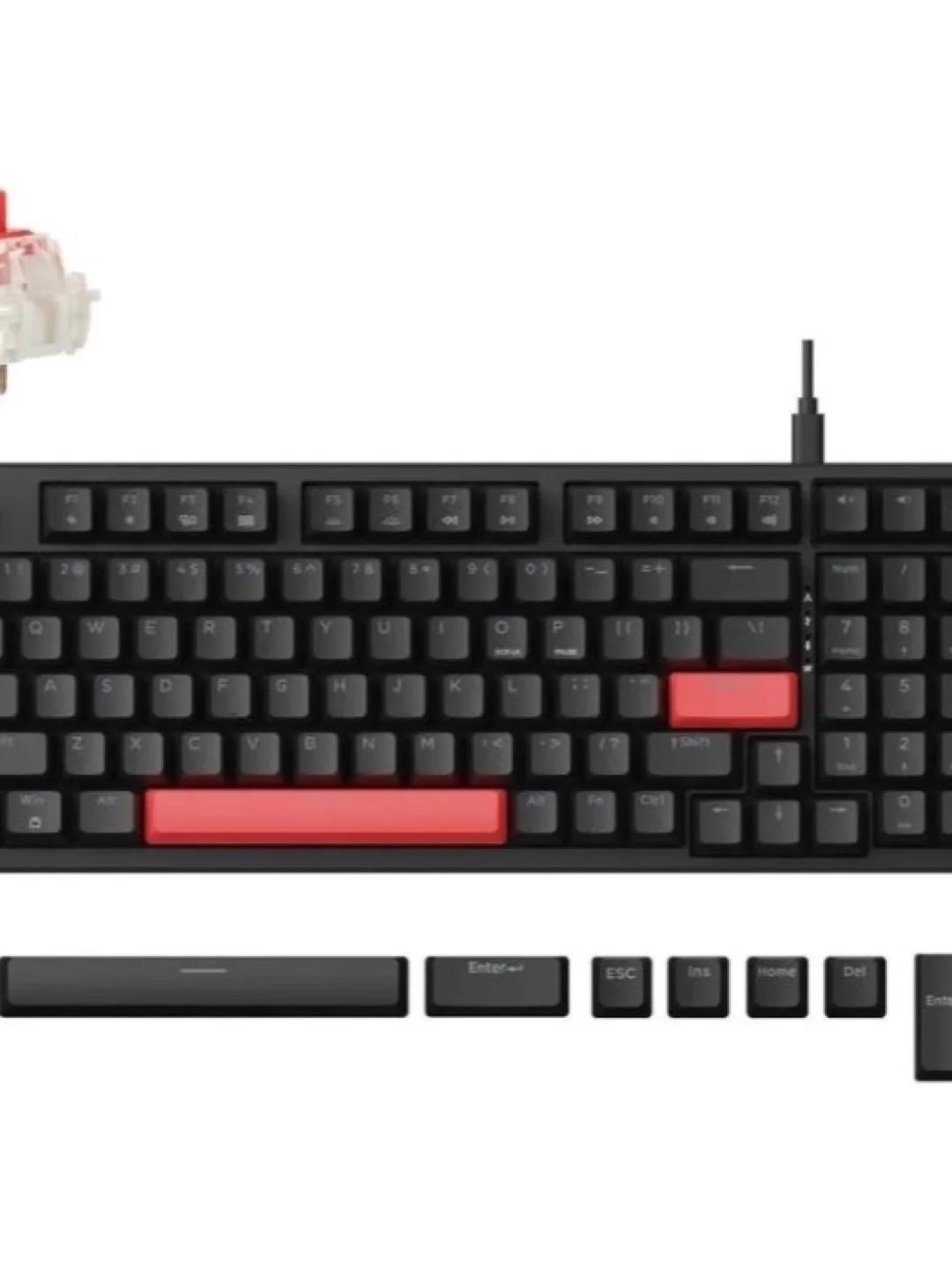 Клавиатура механическая Lemokey X5 104Key, Keychron Red, USB-A, QMK, EN/UZ/RU, Red Led, черный X5-A1-UZ