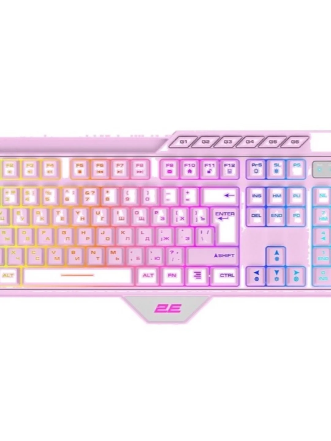 Клавиатура мембранная 2E GAMING KG315 110key, USB-A, EN/RU, RGB, розовый 3