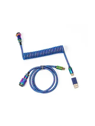 Витой кабель Keychron Premium Aviator Type-A/Type-C, прямой, Rainbow Palted Blue