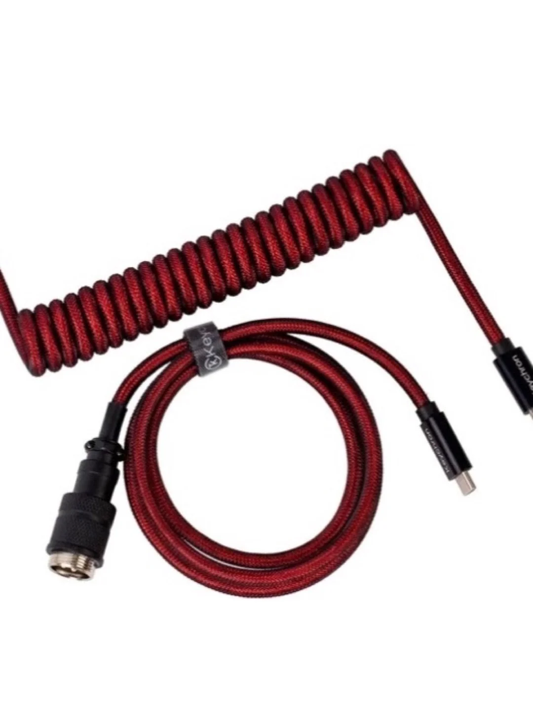 Cabel Type-A/Type-C Keychron Premium Coiled Aviator Cable-Straight Red