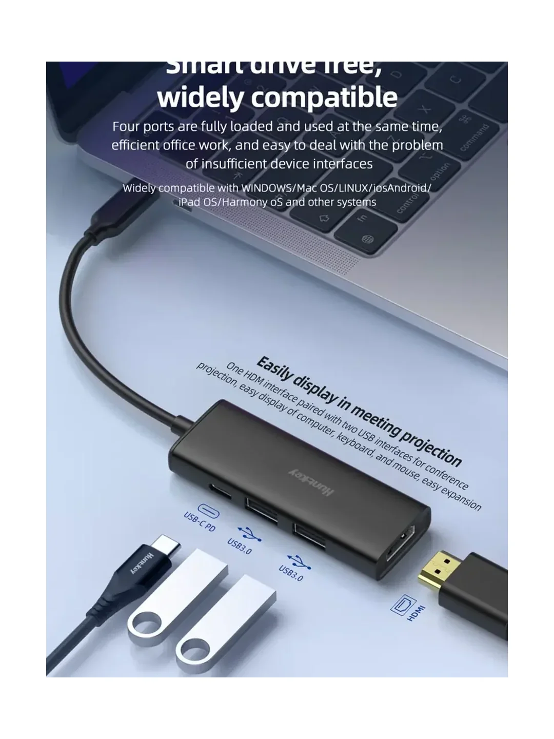 АКСЕССУАРЫ HUNTKEY 4 USB PORTS+ 1 TYPE C PORTS HUNT KEY 2