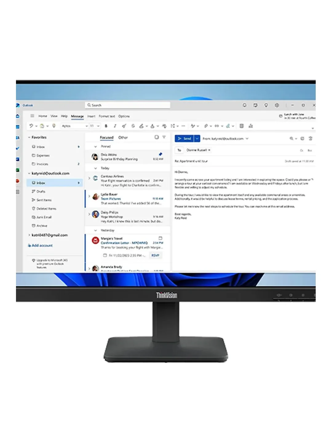 Lenovo - 24" ThinkVision S24-4e Monitor, IPS, 4ms, 100Hz, FHD (1920x1080), HDMI, VGA