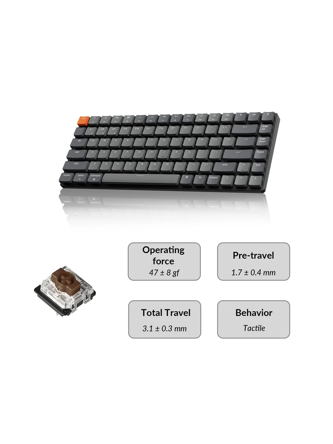 Keychron K3 84 Key Low Profile Gateron Mechanical Keyboard White LED Brown Russian Layout