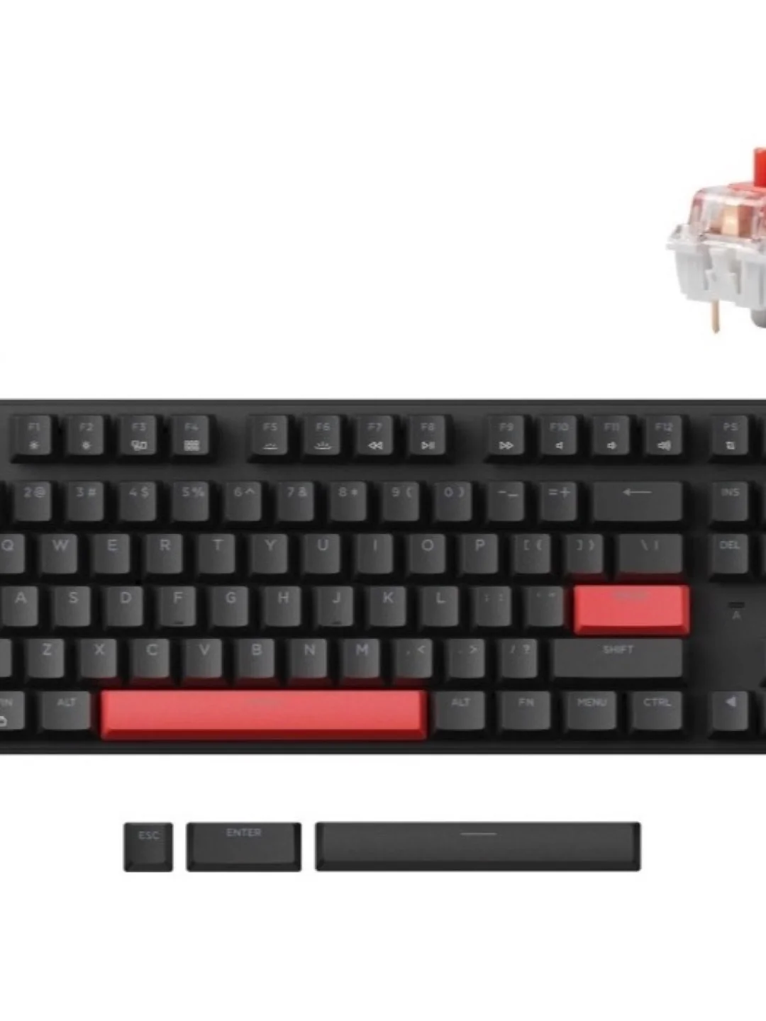 Клавиатура механическая Lemokey X1 87Key, Keychron Red, USB-A, QMK/VIA, EN/KZ/RU, Red led, черный