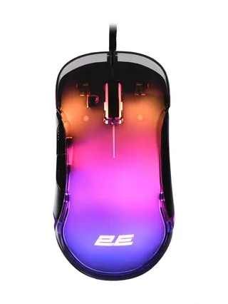2E Gaming MG345 Transparent RGB USB qora o'yin sichqonchasi