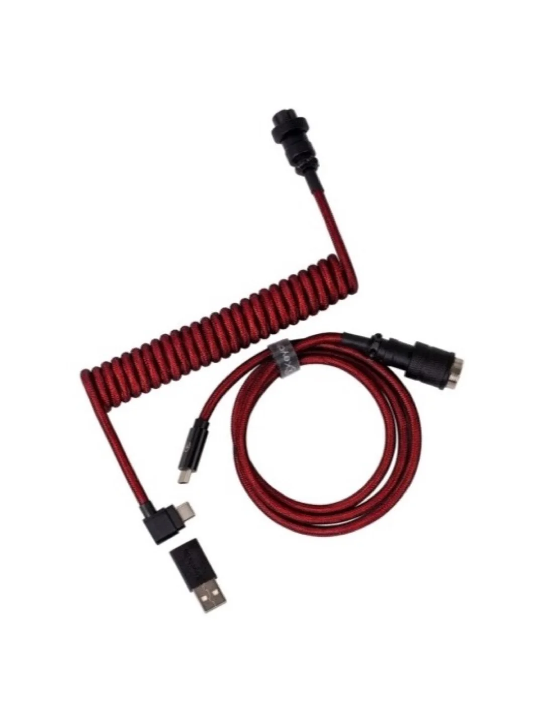 Cabel Type-A/Type-C Keychron Premium Coiled Aviator Cable-Angled Red
