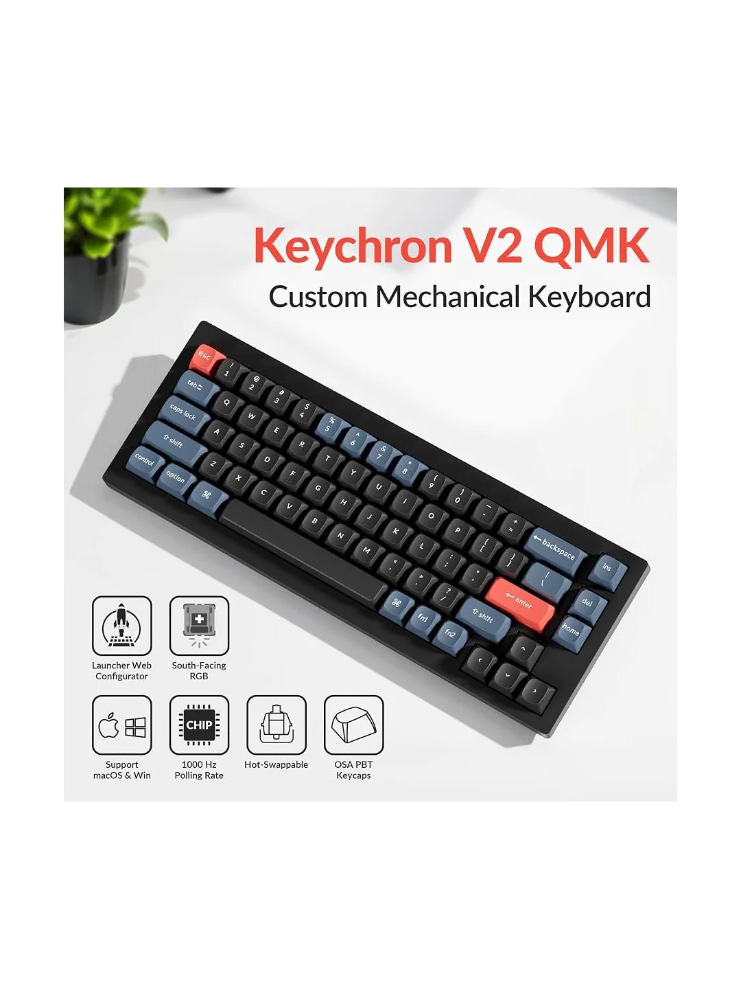 Клавиатура Keychron V2 68 Key QMK Keychron K PRO Brown Hot-Swap RGB Knob Frosted Black 2