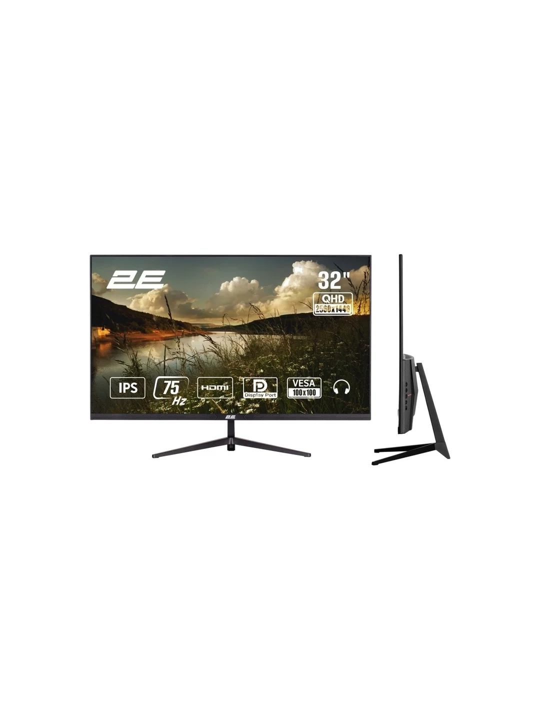 Монитор 2E 31.5" D3224B 2xHDMI, DP, IPS, 2560x1440, 75Hz, 5ms, FreeSync