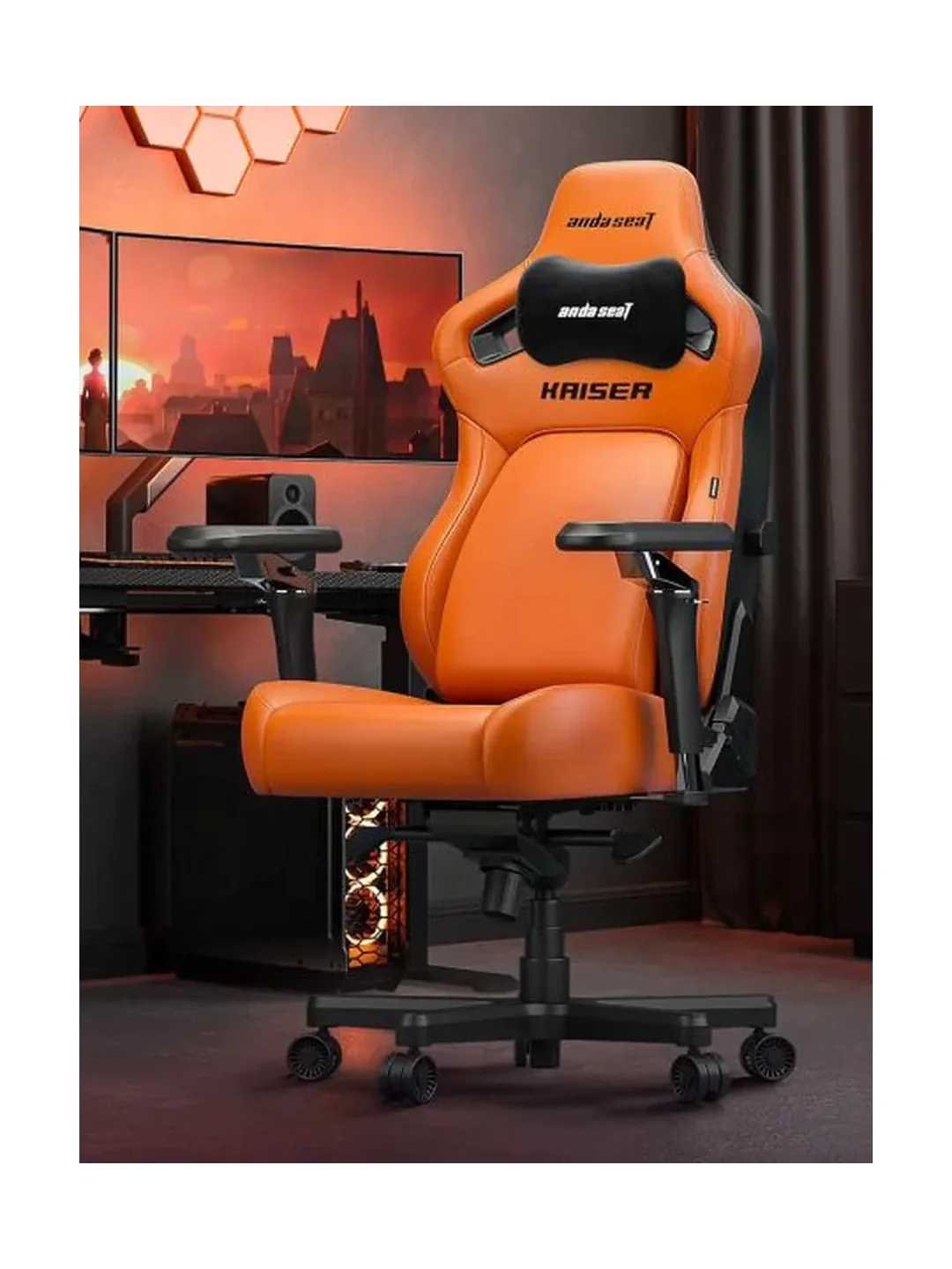 Кресло AndaSeat Kaiser 4 V2, ПВХ кожа, 6D-Armrests, оранжевый
