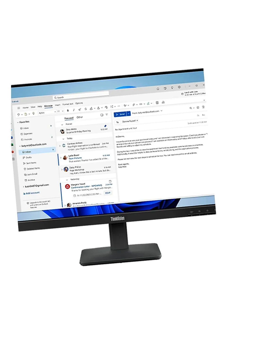 Монитор Lenovo 24" ThinkVision S24-4e, IPS, 4ms, 100Hz, FHD (1920x1080), HDMI, VGA 2