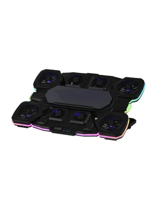 Noutbuk uchun stend 2E GAMING CPG-012, 17.3" gacha, 1xUSB-C, LCD/semiconductor cooling pad, RGB, qora
