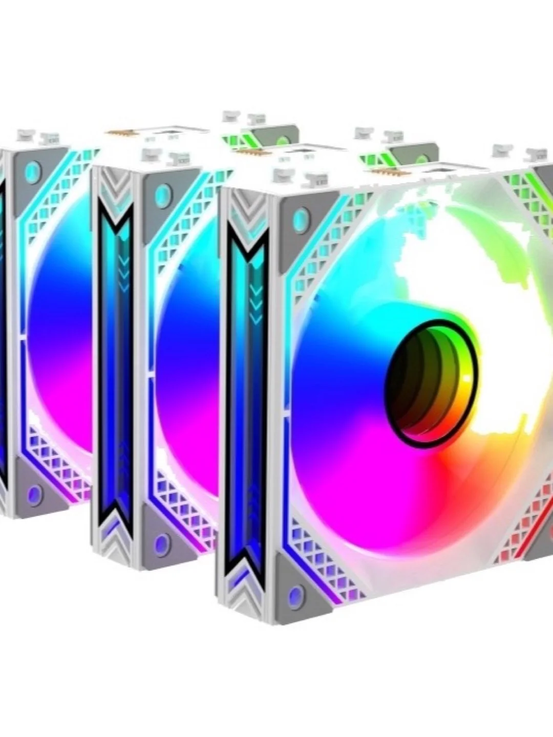 Корпусный вентилятор для ПК 2E GAMING Air Cool ACF120MW-ARGB, 3x120мм, 2000rpm, 4pin PWM +5VARGB, 20.5dBa, белый