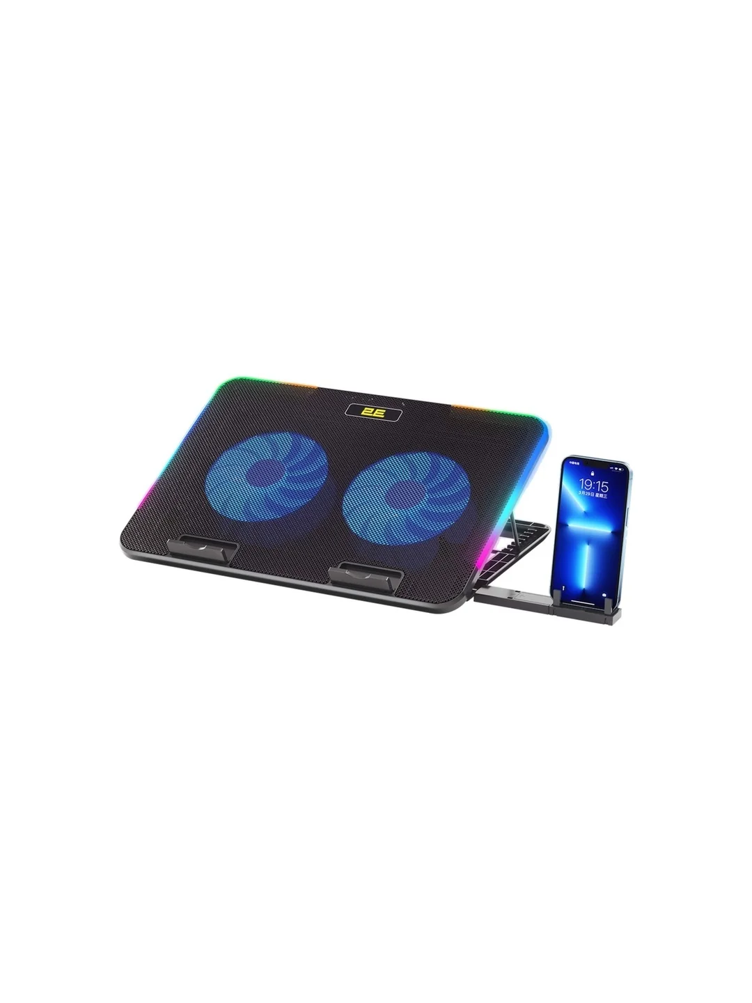 Подставка для ноутбука 2E GAMING CPG-012, до 17.3", 1xUSB-C, LCD/semiconductor cooling pad, RGB, чёрный