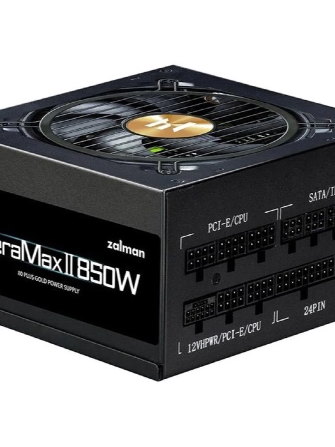 PSU Zalman Teramax 2 (850W) >90%, 80+ Gold, 120mm, 1xMB 24pin+10pin, 2xCPU 8pin(4+4), 3xMolex, 12xSATA, 4xPCIe 8pin(6+2), 12VHPWR x 1, Fully Modular