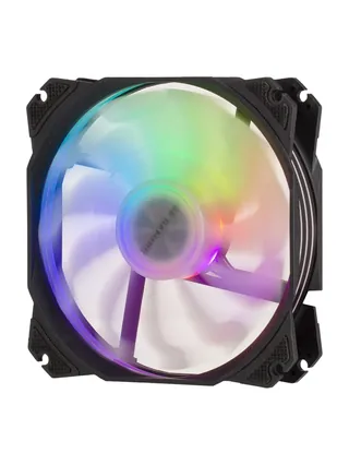 2E GAMING AIR COOL (ACF120PA-ARGB) korpus ventilyatori, 120mm, 2510-4pin + 5V 3pin RGB, oq qanotlari, qora ramka