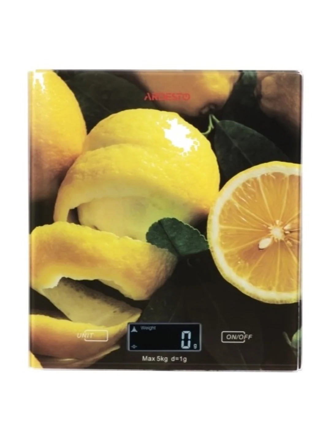Весы кухонные Ardesto scales for kitchen Lemon 5кг, AAAx2 included, glass, colorful, SCK-893LEMON