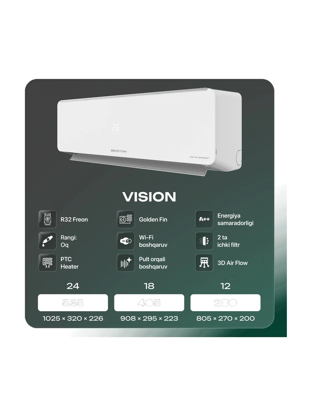 Кондиционер Beston VISION-WHITE-24 2
