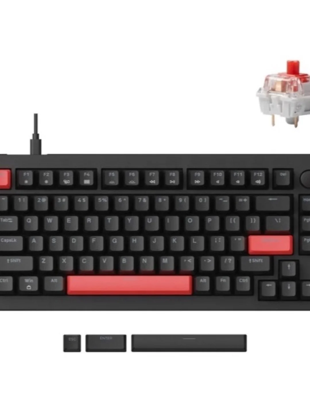 Клавиатура механическая Lemokey X4 84Key, Keychron Red, USB-A, QMK, EN/KZ/RU, Red led, черный
