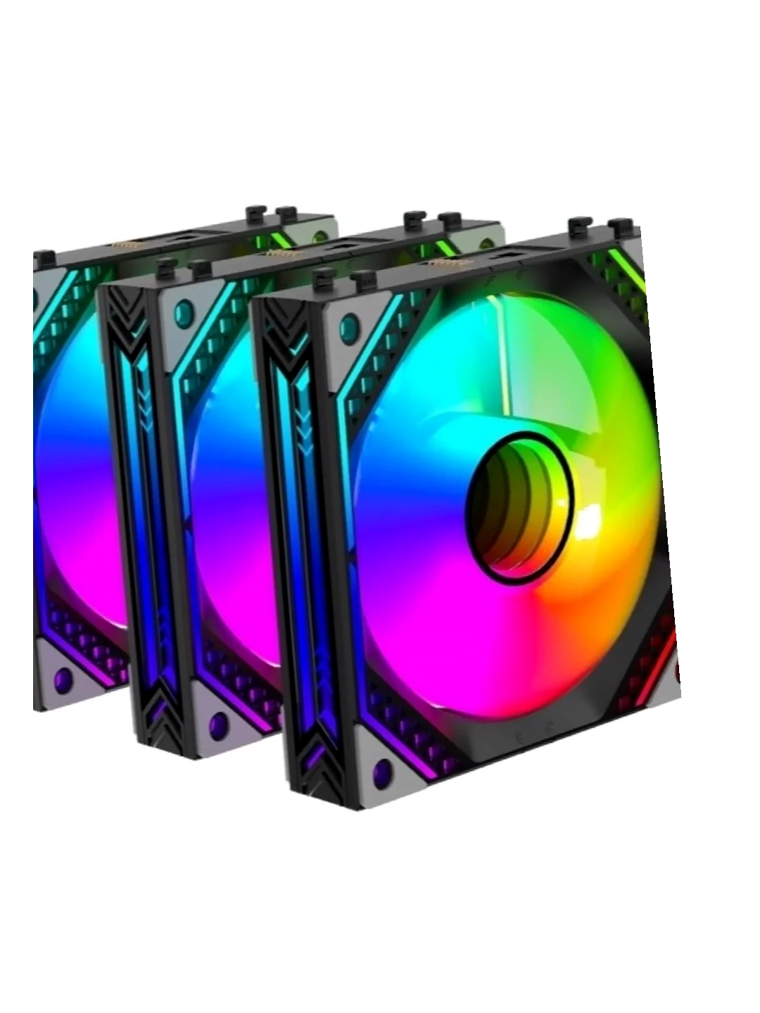 Корпусный вентилятор для ПК 2E GAMING Air Cool ACF120MB-ARGB, 3x120мм, 2000rpm, 4pin PWM +5VARGB, 20.5dBa, чёрный 2