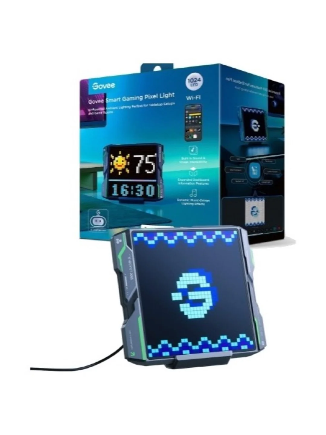 Пиксельный экран Govee H8630 LED Gaming Pixel Light 32x32 Pixels, RGBIC, WI-FI/Bluetooth, серый