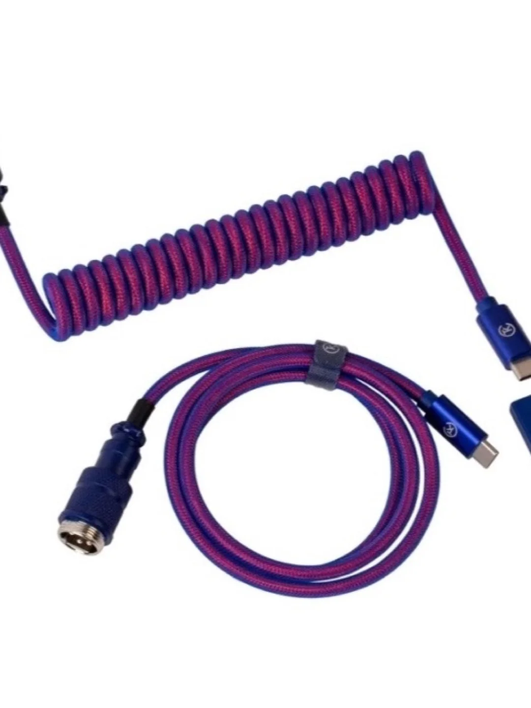 Cabel Type-A/Type-C Keychron Premium Coiled Aviator Cable-Straight Purpule