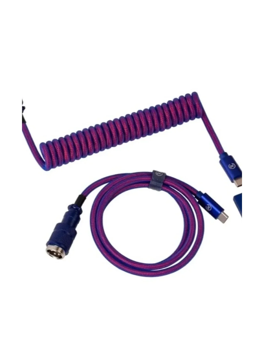 Cabel Type-A/Type-C Keychron Premium Coiled Aviator Cable-Straight Purpule