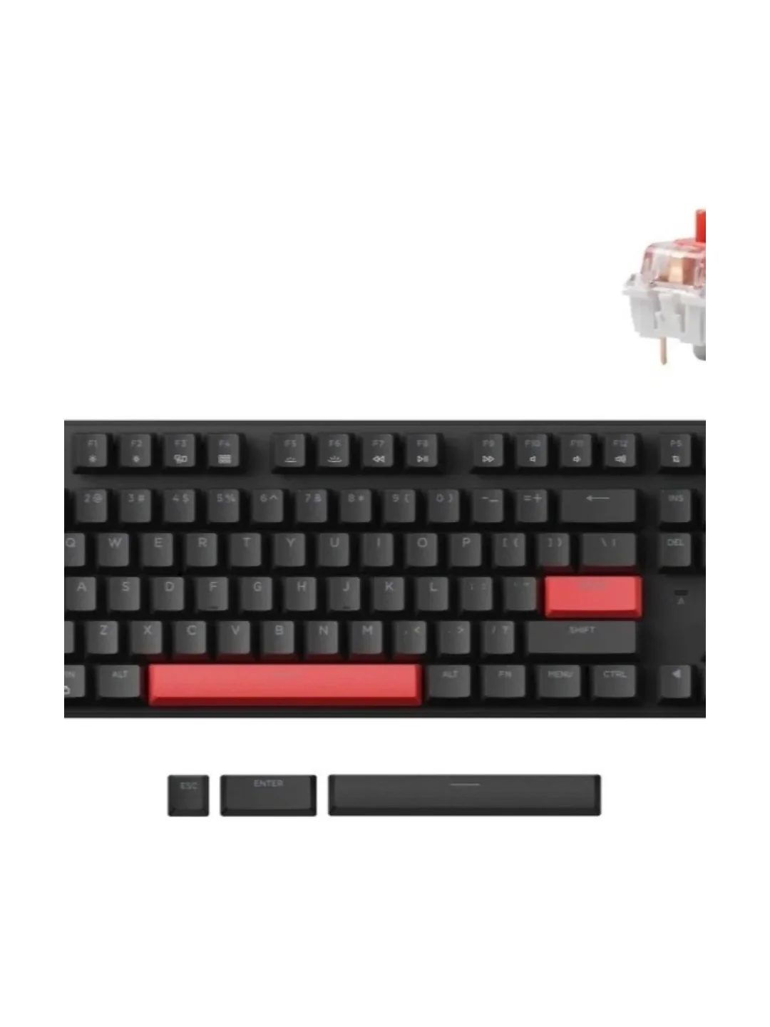 Клавиатура механическая Lemokey X1 87Key, Keychron Red, USB-A, QMK/VIA, EN/KZ/RU, Red led, черный