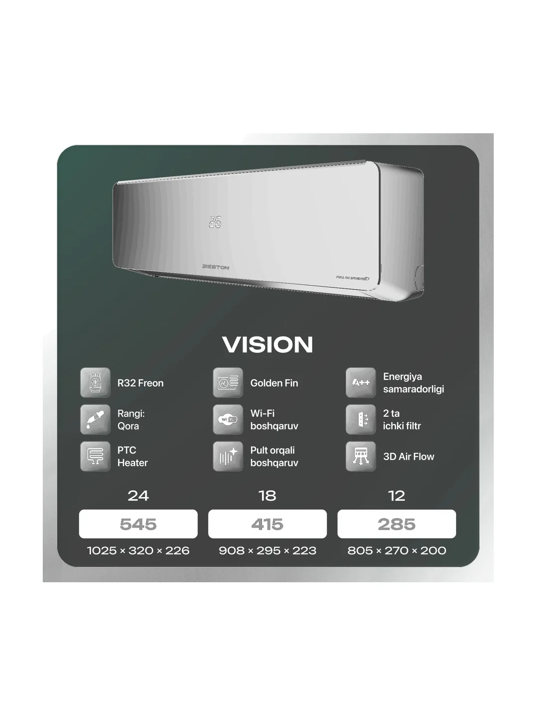 Кондиционер Beston VISION-BLACK-18 2