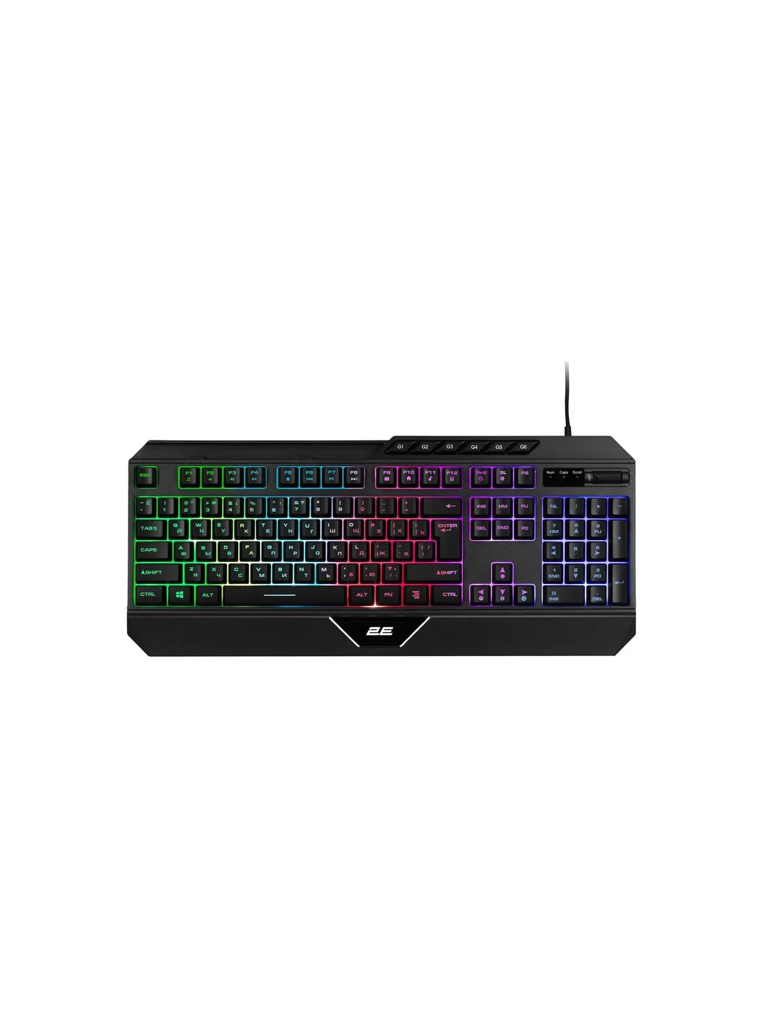 Клавиатура мембранная проводная 2E GAMING KG315 110key, USB-A, EN/RU, RGB, чёрный