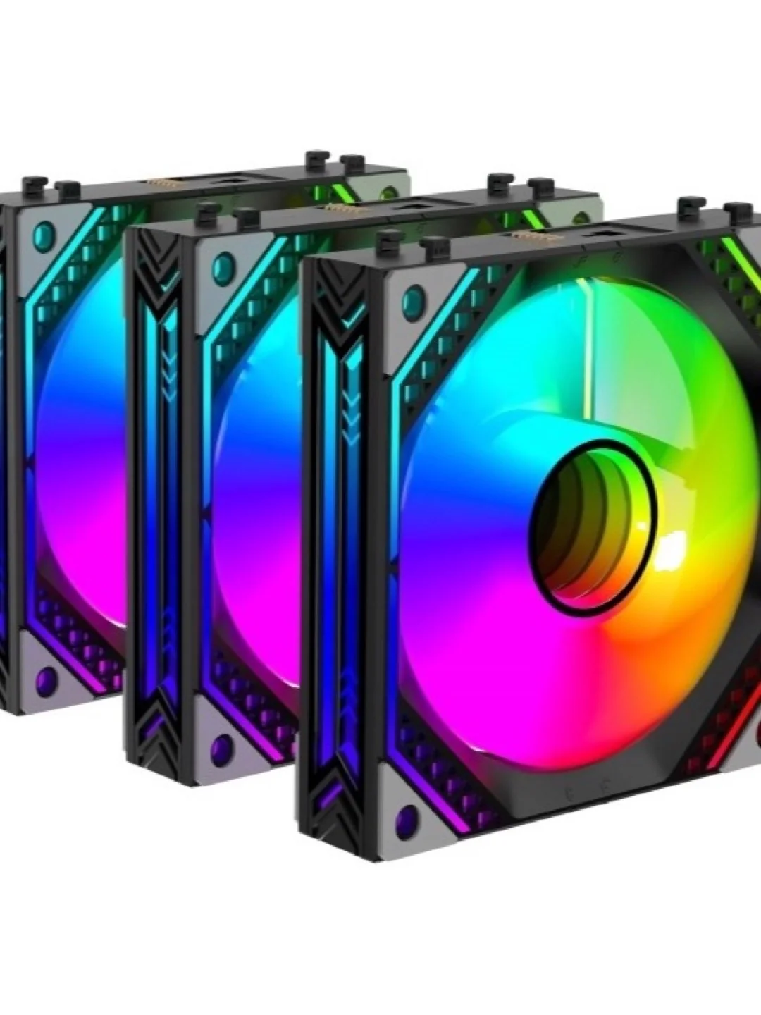 Корпусный вентилятор для ПК 2E GAMING Air Cool ACF120MB-ARGB, 3x120мм, 2000rpm, 4pin PWM +5VARGB, 20.5dBa, чёрный