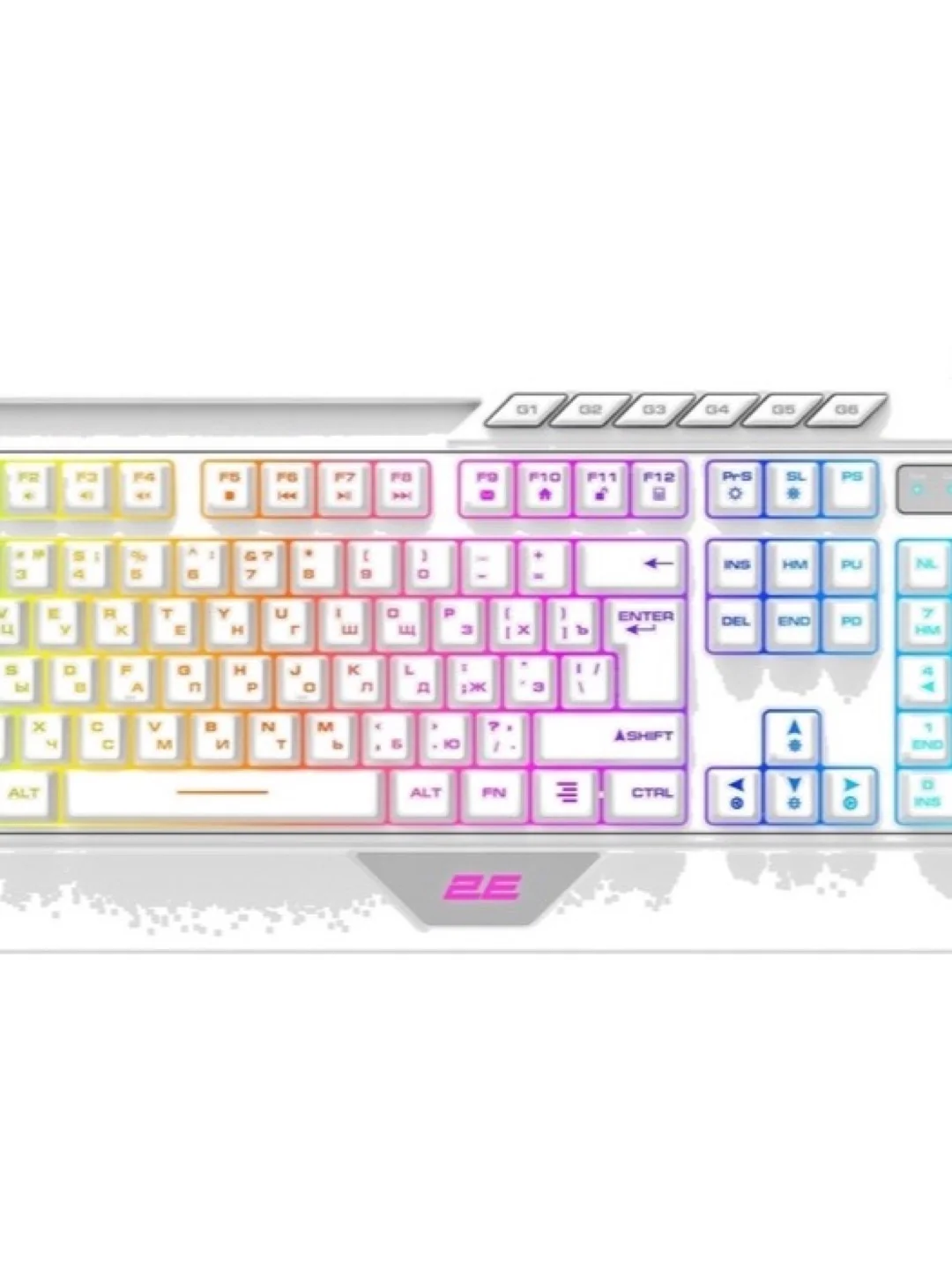Клавиатура мембранная 2E GAMING KG315 110key, USB-A, EN/RU, RGB, белый 2