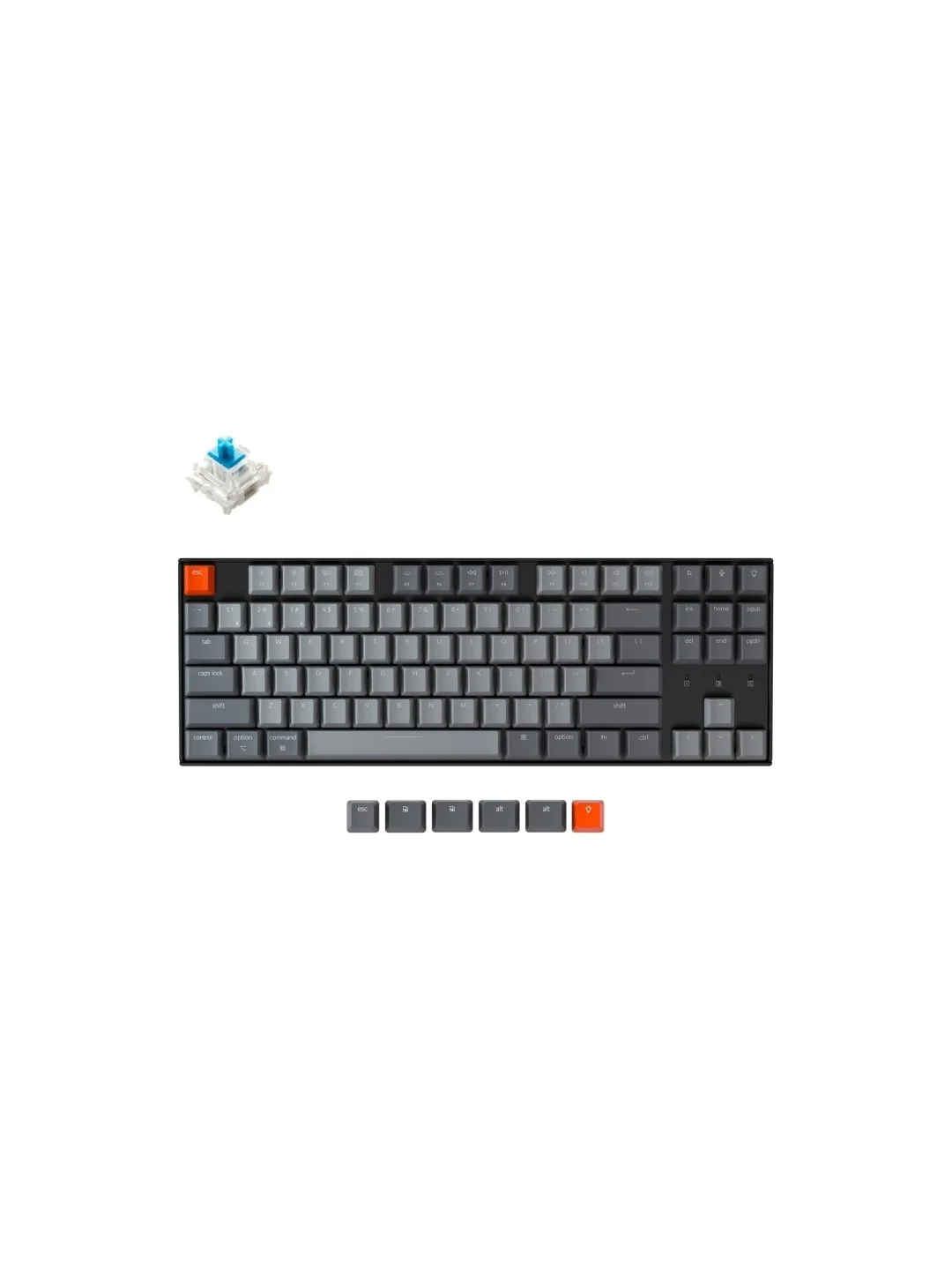 Keychron K8 87 Key Gateron Mechanical Keyboard White LED Blue Russian Layout