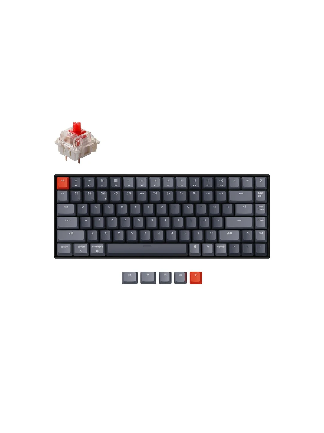 Keychron K2 84 Key Gateron HotSwappable Mechanical Keyboard White LED Red Russian Layout 2