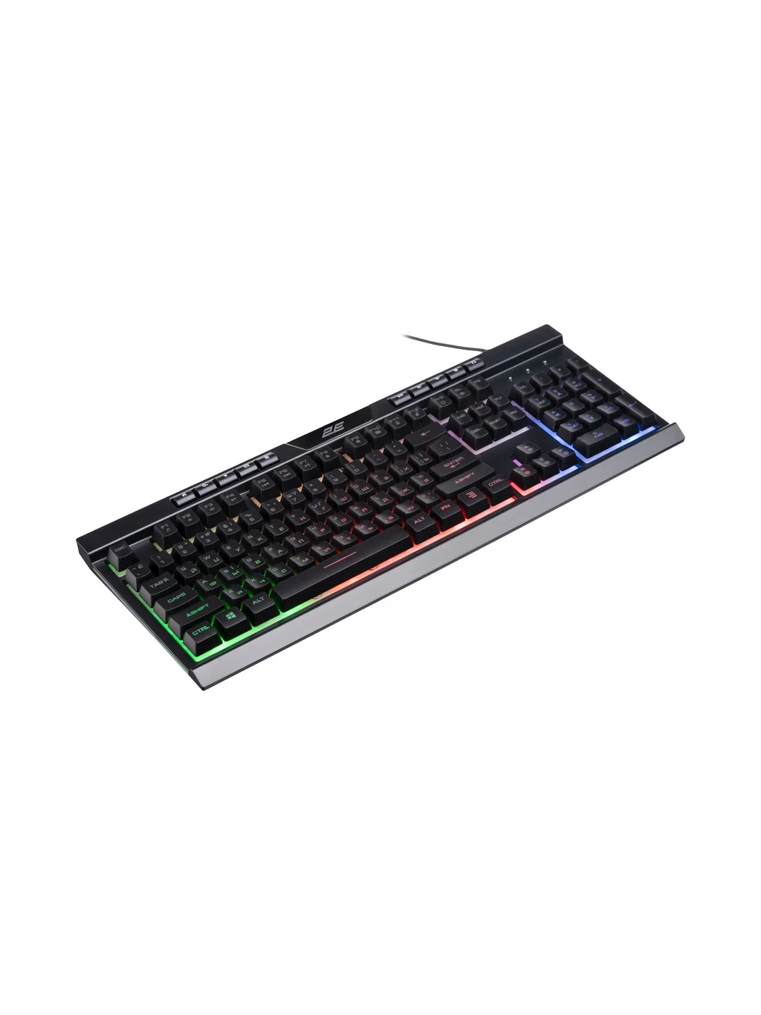 Клавиатура мембранная проводная 2E GAMING KG300 114key, USB-A, EN/RU, LED, чёрный