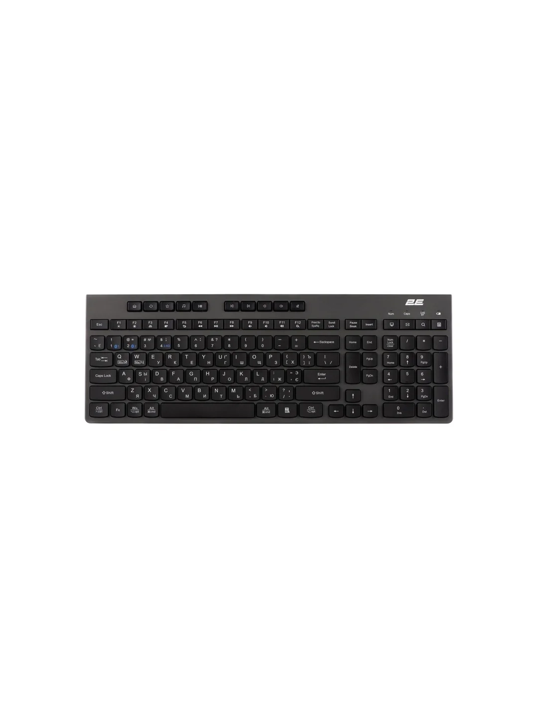 Беспроводная клавиатура 2E Keyboard membrane KS280 120key, WL/BT, EN/UK/RU, silent, black-grey