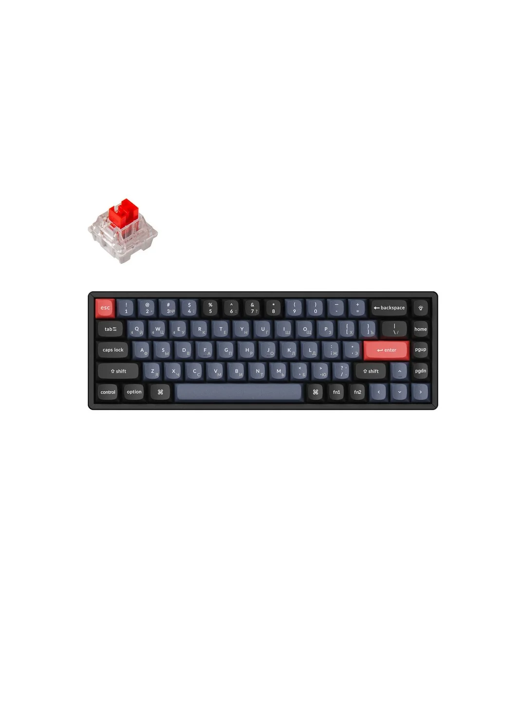 Keychron K6 68 Key Gateron Mechanical Keyboard White LED Red Russian Layout 3