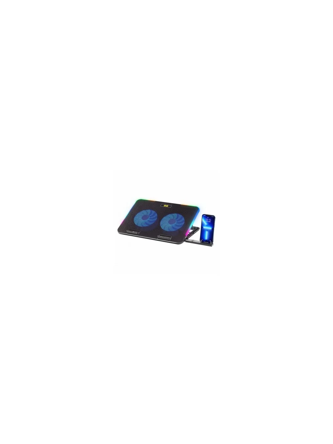 Подставка для ноутбука 2E GAMING CPG-001 V2, до 15.6", 2xUSB-A, держатель для телефона, RGB, черный 2