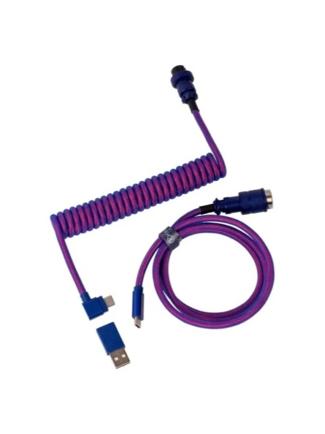 Cabel Type-A/Type-C Keychron Premium Coiled Aviator Cable-Angled Purpule