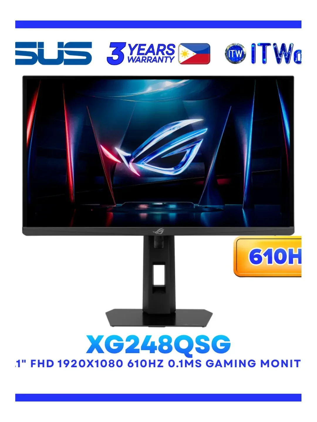 ASUS - 24" ROG Strix XG248QSG Ace Esports Gaming Monitor, FHD (1920x1080), 610Hz, Super TN, 0.1ms, DisplayHDR™ 400, Black