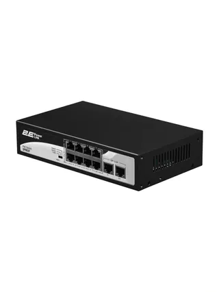 2E PowerLink SP802F 8xFE PoE+ kommutator, 2xFE Uplink, 96Vt, boshqarilmaydigan