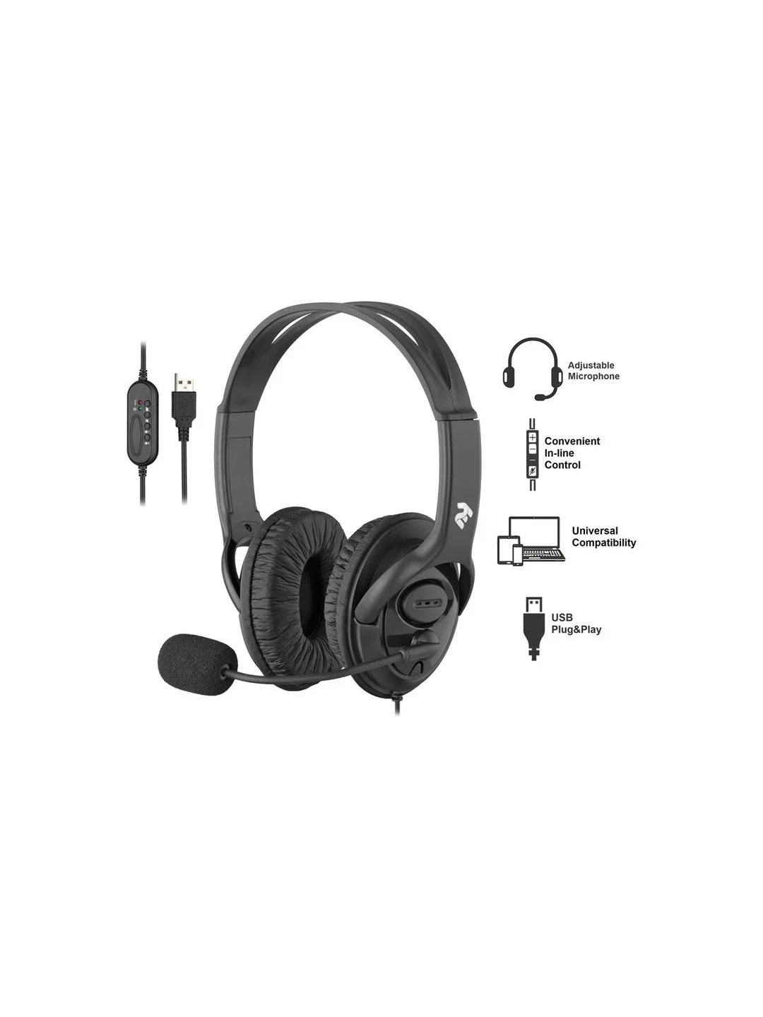 Гарнитура для ПК 2E CH13, Over-Ear, USB