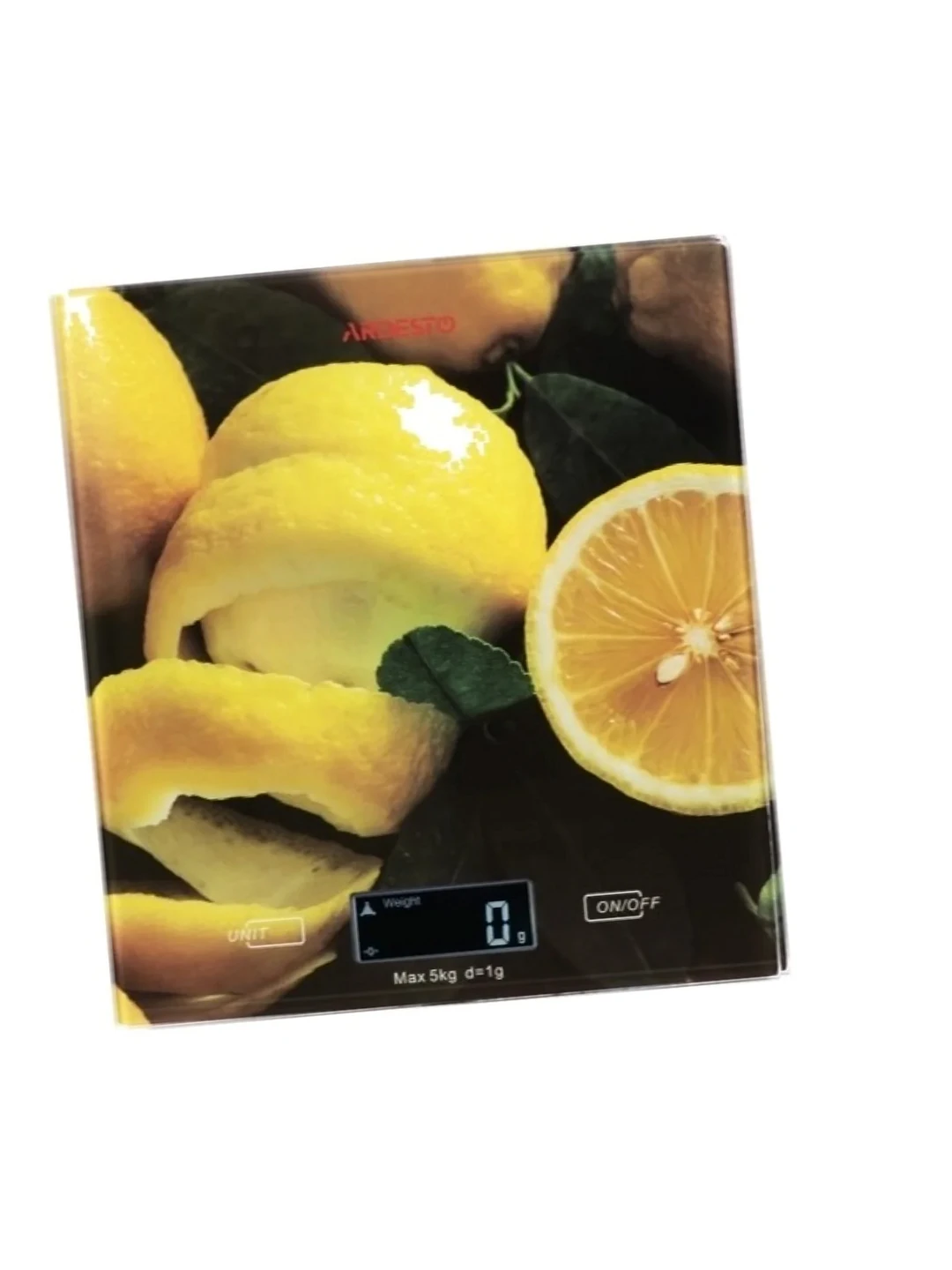 Весы кухонные Ardesto scales for kitchen Lemon 5кг, AAAx2 included, glass, colorful, SCK-893LEMON 2