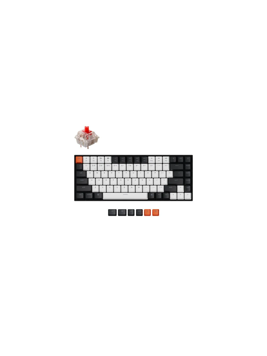 Keychron K2 84 Key Gateron HotSwappable Mechanical Keyboard White LED Red Russian Layout