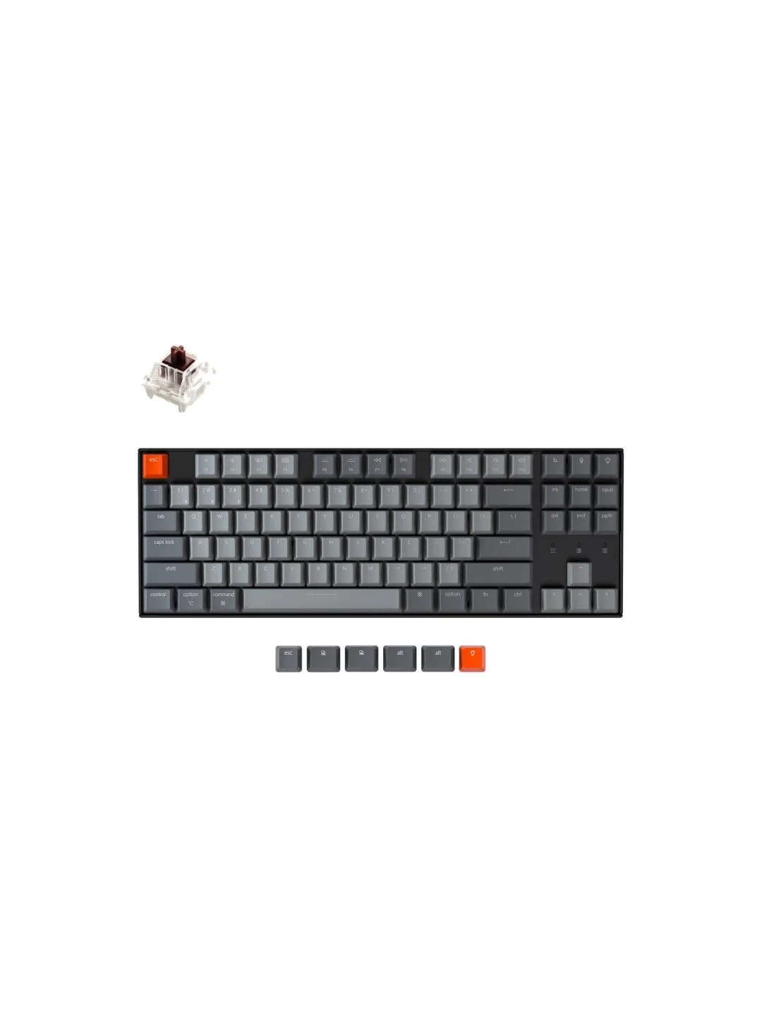 Keychron K8 87 Key Gateron Mechanical Keyboard White LED Brown Russian Layout