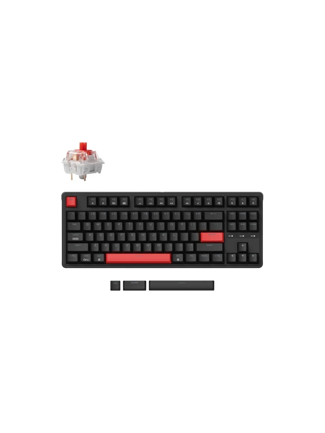 Keyboard Mechanical Keychron C3 Pro 87Key, K pro Red, USB-A, QMK, Hot-swap, EN/RU/UZ, Red Led