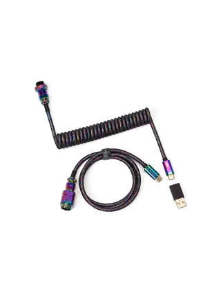 Витой кабель Keychron Premium Aviator Type-A/Type-C, прямой, Rainbow Palted black