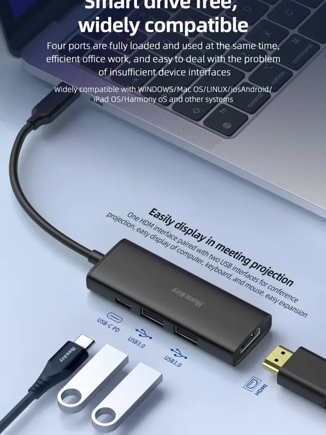 АКСЕССУАРЫ HUNTKEY 4 USB PORTS+ 1 TYPE C PORTS HUNT KEY 3